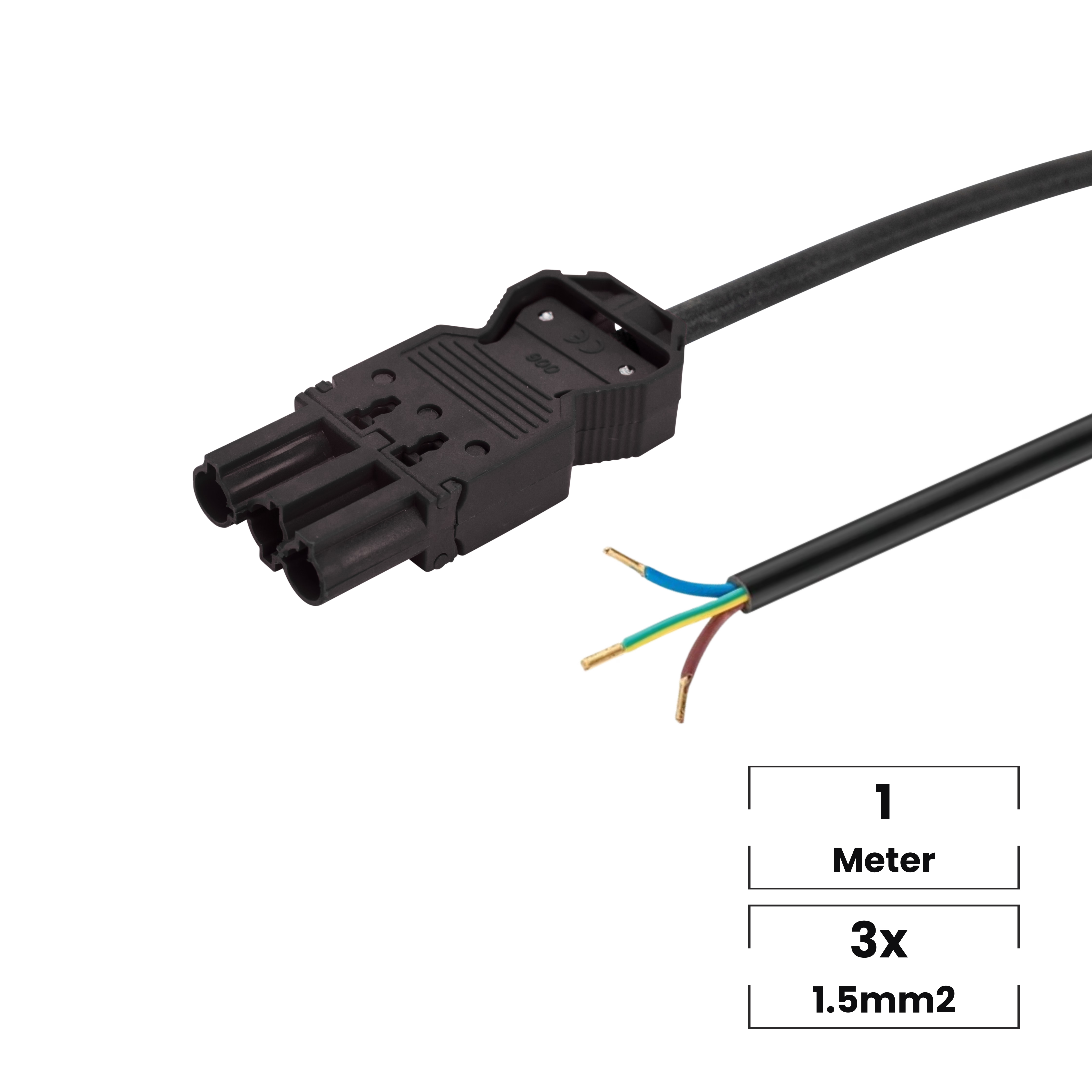 Aansluitsnoer · Male · 1 meter · 3x1,5mm²