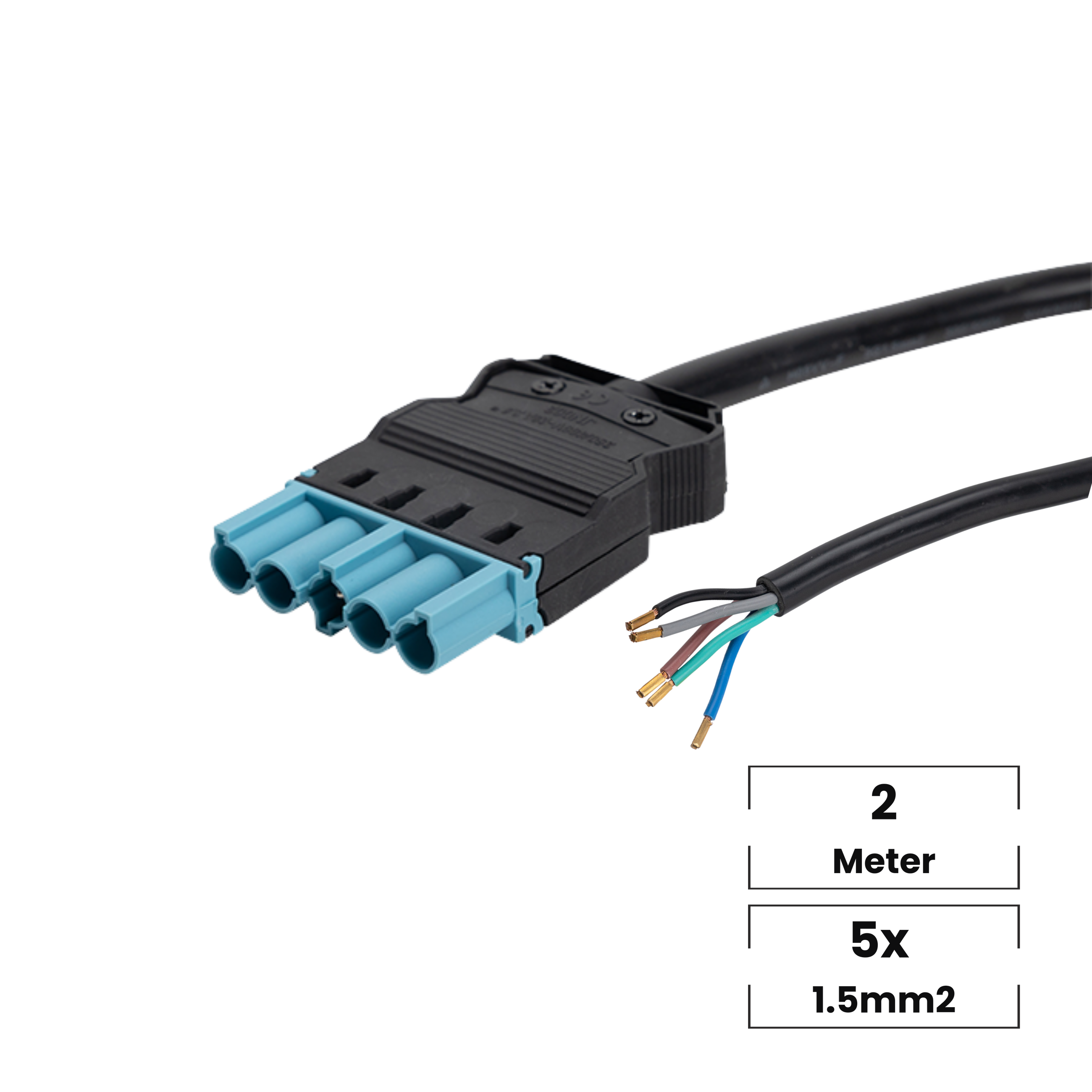Aansluitsnoer male · 2 meter · 5×1.5mm²