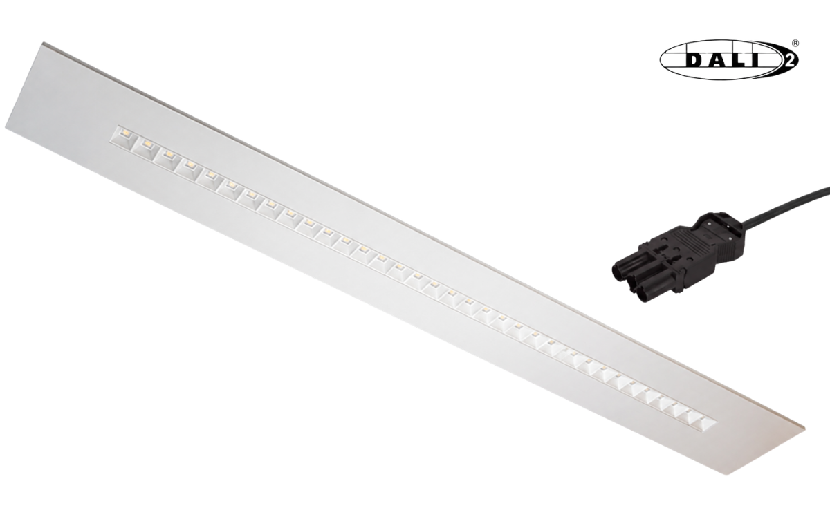 Bandraster Cube · 15W-30W (instelbaar) · 145x1495mm · 3CCT switch 3000K-3500K-4000K · Wit · Wieland stekker · DALI