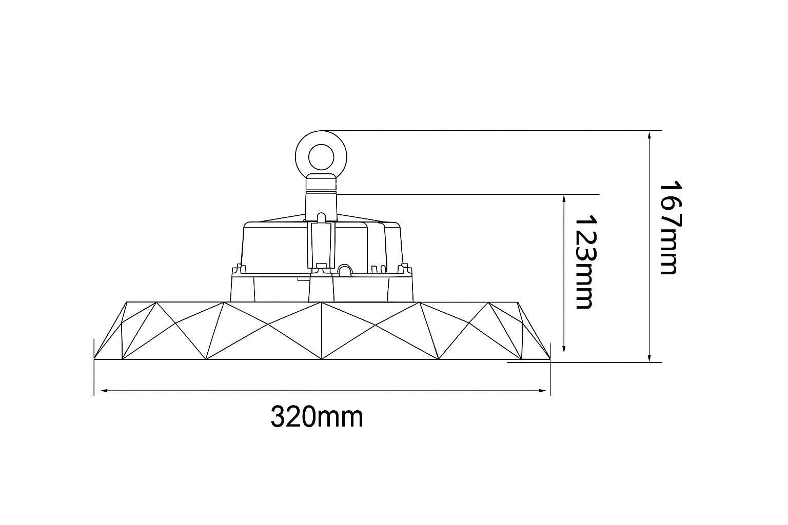 High-Bay Performance · 90W-150W (instelbaar) · 3CCT Switch 4000K-5000K-5700K · 90º