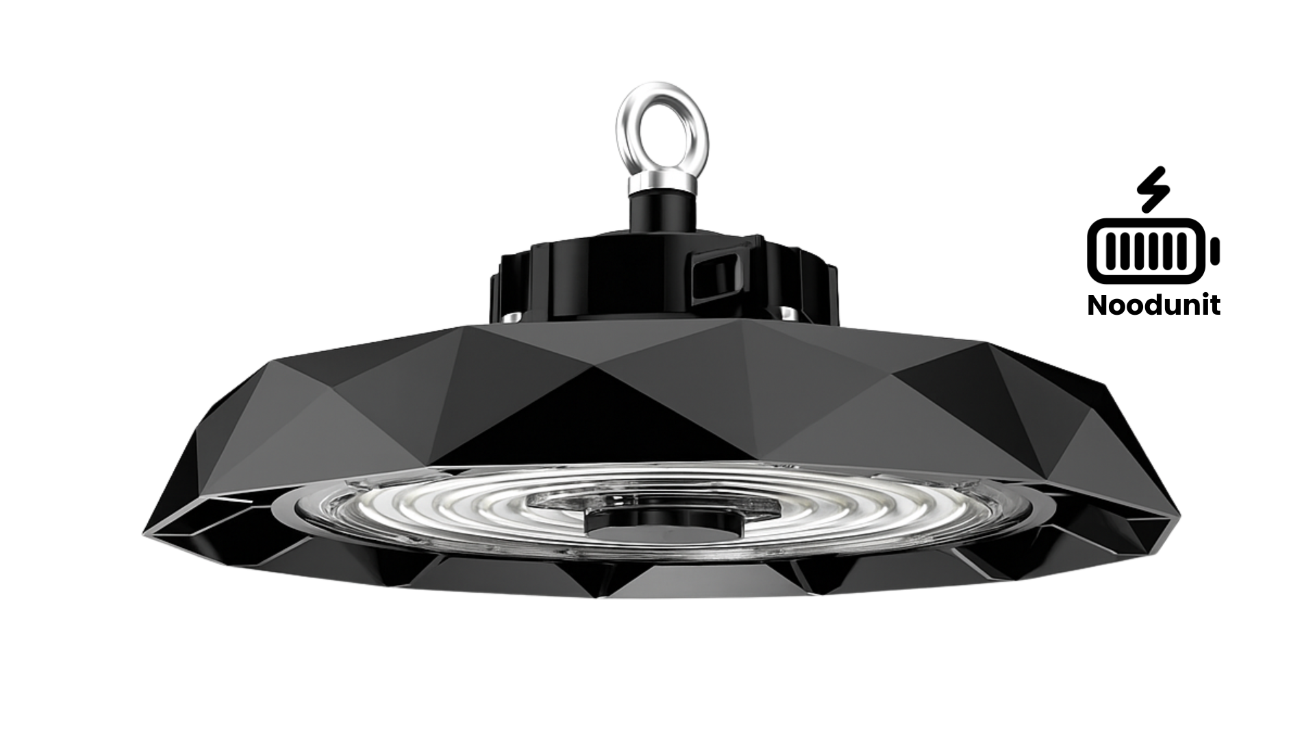 High-Bay Performance · 90W-150W (instelbaar) · 3CCT Switch 4000K-5000K-5700K · 90º · NOOD