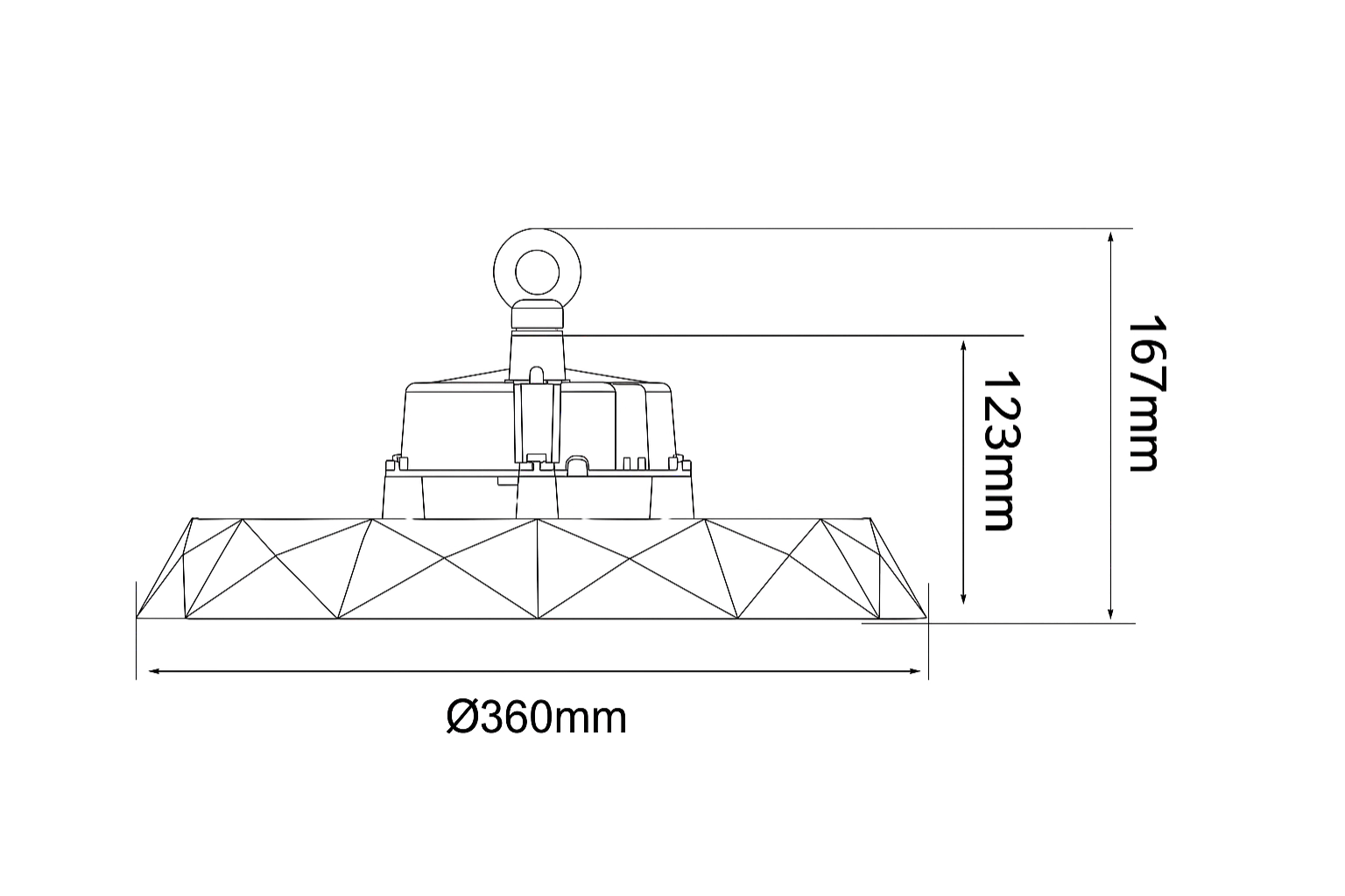 High-Bay Performance · 160W-240W (instelbaar) · 3CCT Switch 4000K-5000K-5700K · 90º · NOOD
