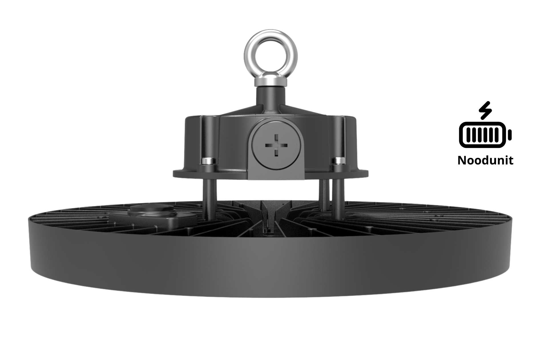 High-Bay Fusion · 120W-150W-200W (instelbaar) · 3CCT 4000K-5000K-5700K · Beam Selectable 70º-90º-110º · NOOD