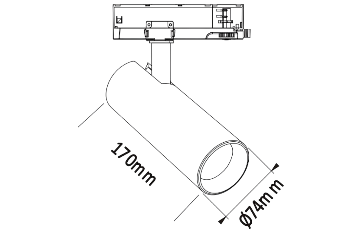 Luna 3 fase railspot · 30W · 3CCT 3000K-3500K-4000K · Zwart · 24º
